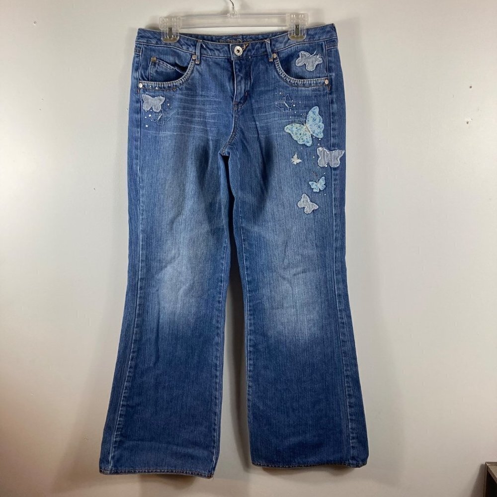 Girls Limited Too Super Low Butterfly Boot Cut Cotton Jeans 16.5
